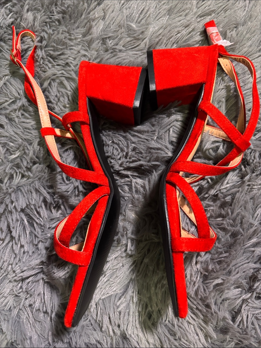 Strappy Chunky Block Square Toe Heels size 7.5 women’s NEW - Picture 6 of 7